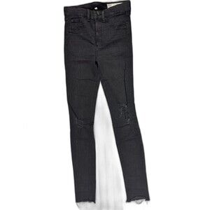Rag & Bone Size 27 Womens Jeans Black High Rise Skinny Distress Raw Hem